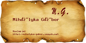 Mihályka Gábor névjegykártya